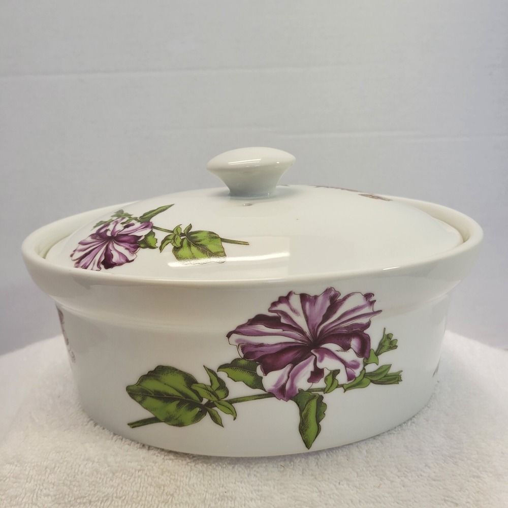 Cordon Bleu Oval Floral Casserole Baking Dish Vintage Print Butterlies 9 Inch